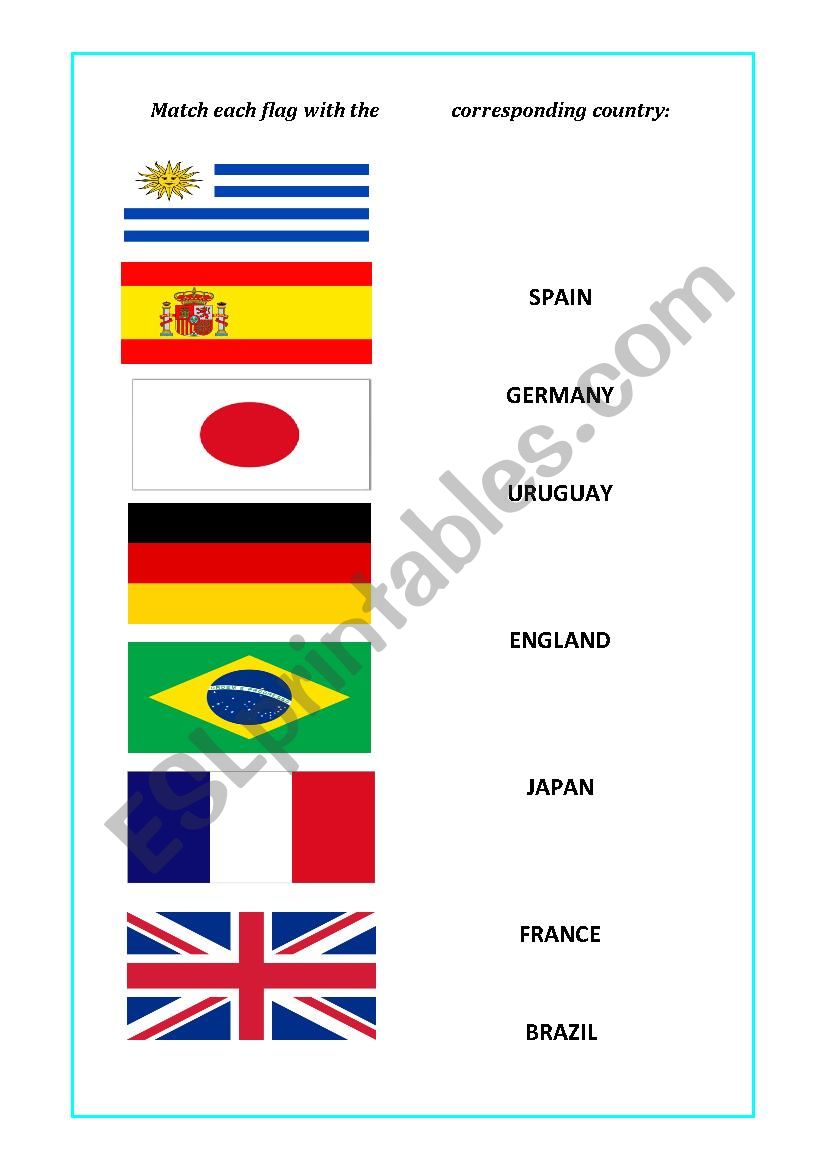 Match each flag with the corresponding country!