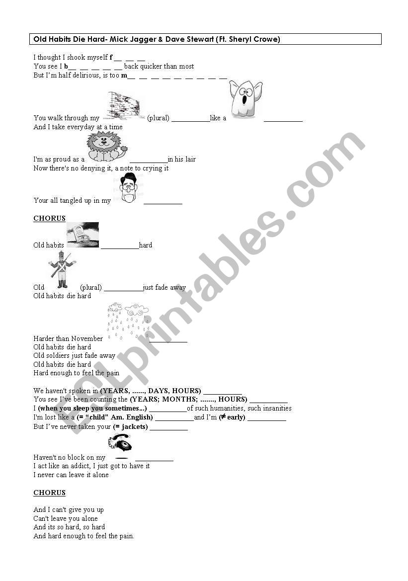 Old Habits Die Hard worksheet