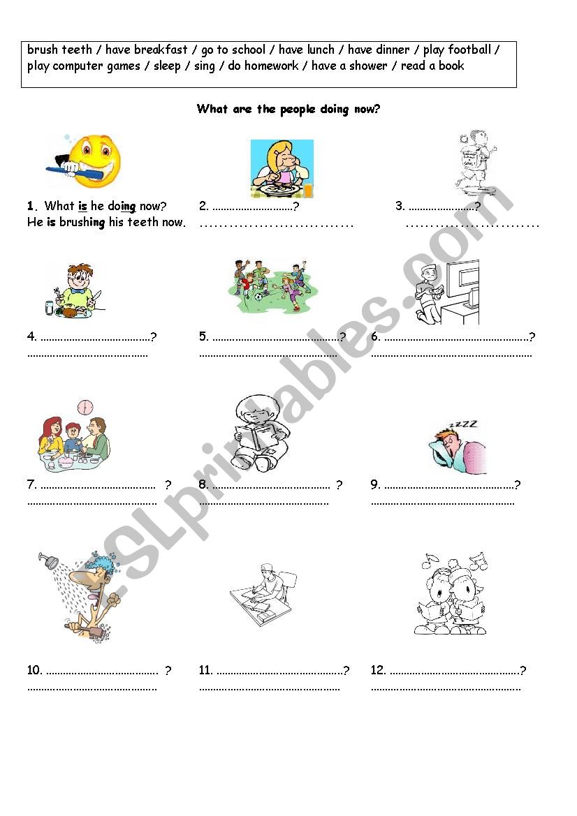 Present Continuous exercises worksheet