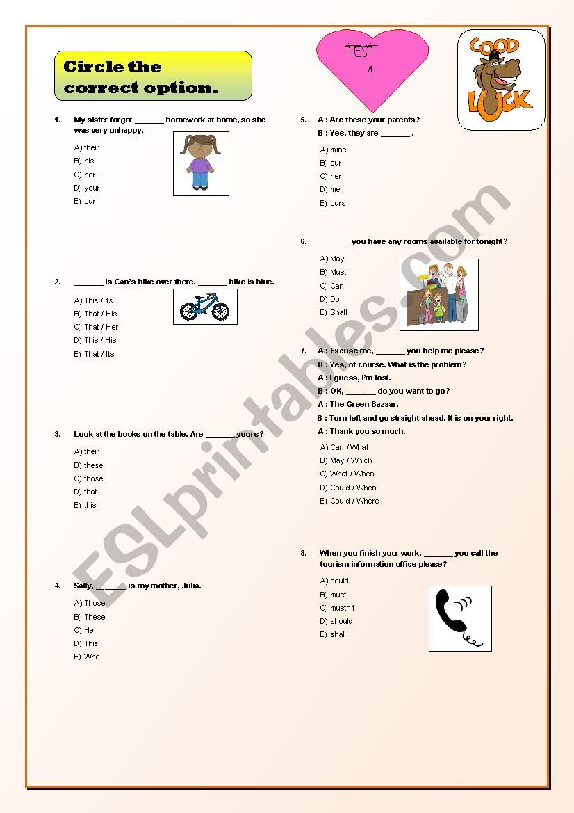 2 TESTS FOR ELEMENTARY LEVEL / ANSWER KEY INCLUDED