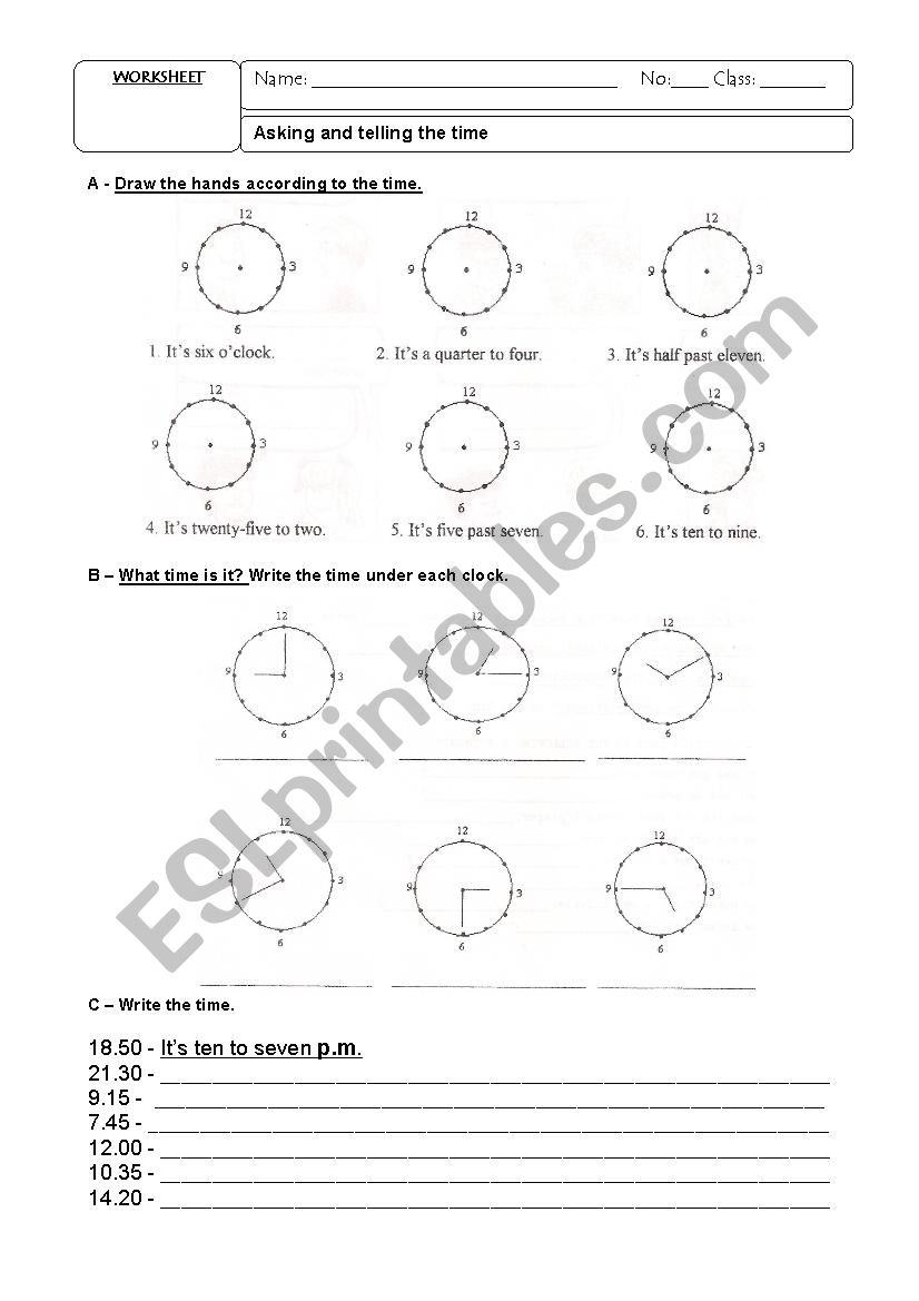 What time is it? worksheet