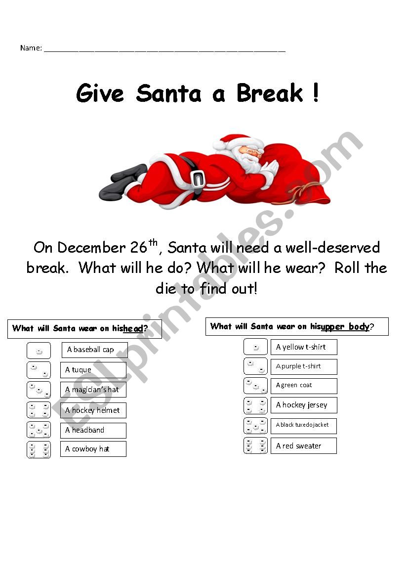 Give Santa a Break! worksheet