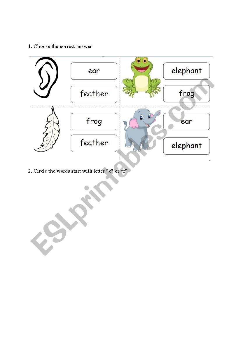 Letter e,f worksheet worksheet