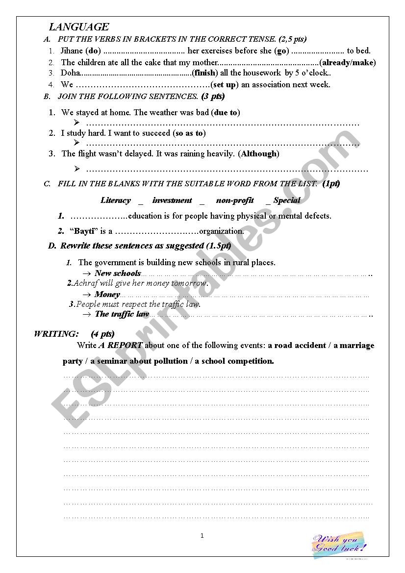 GLOBAL TEST FOR BACCALAUREATE STUDENTS