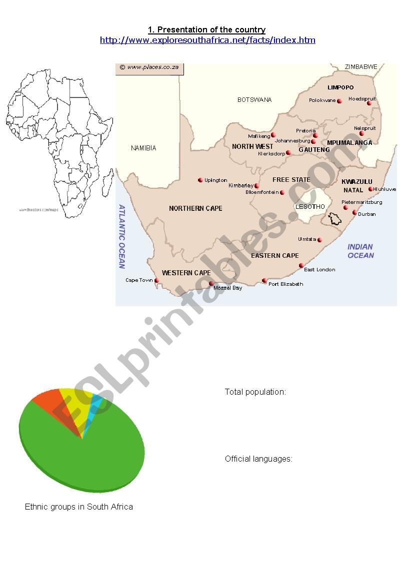 Webquest on South Africa worksheet