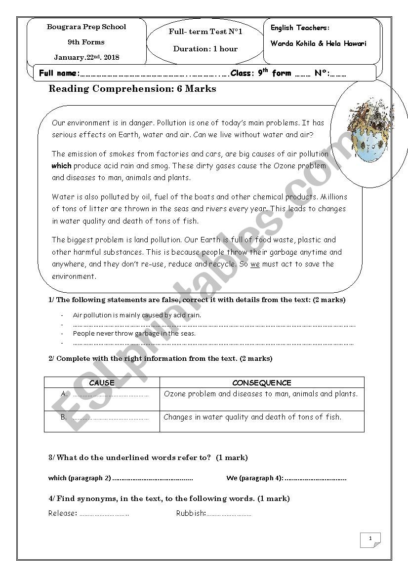 Full-Term-test N1 worksheet