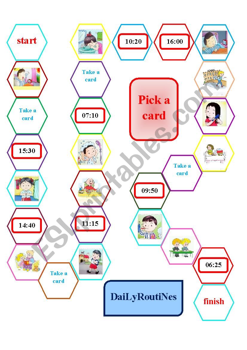 Board Game for daily routines worksheet