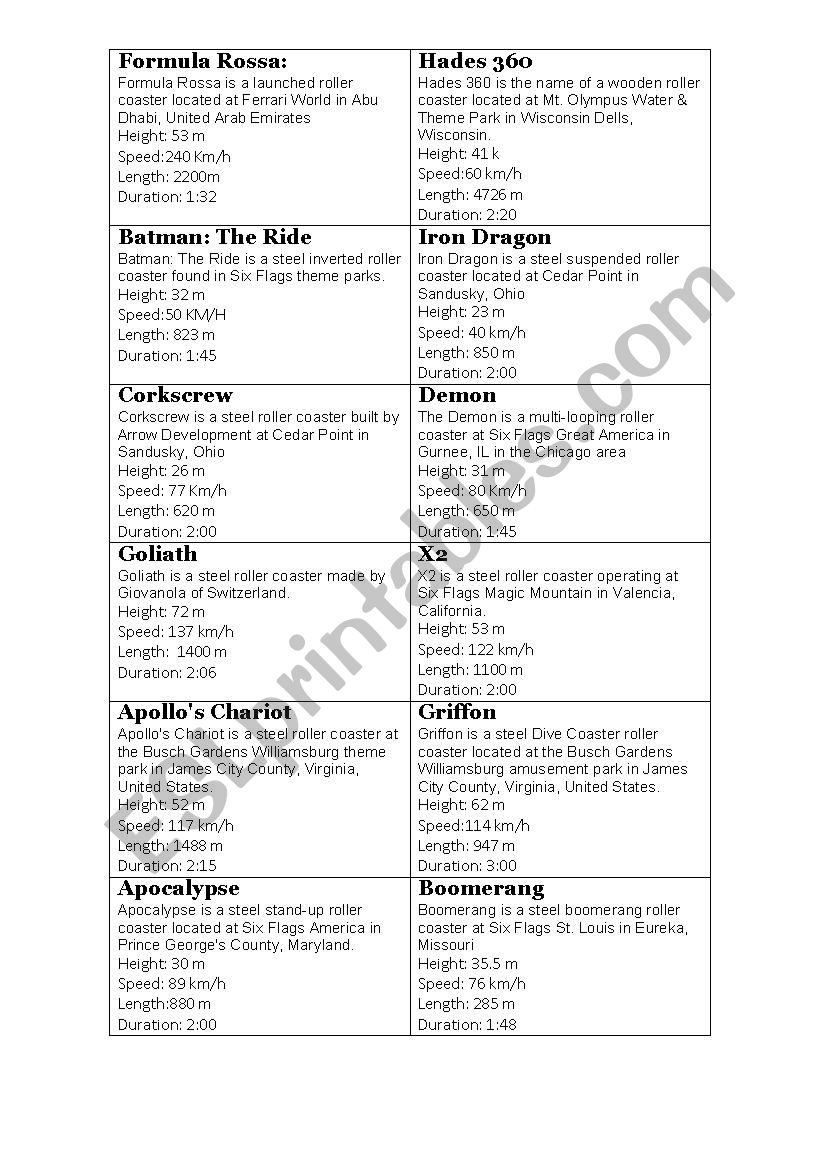 Comparative and superlative  worksheet