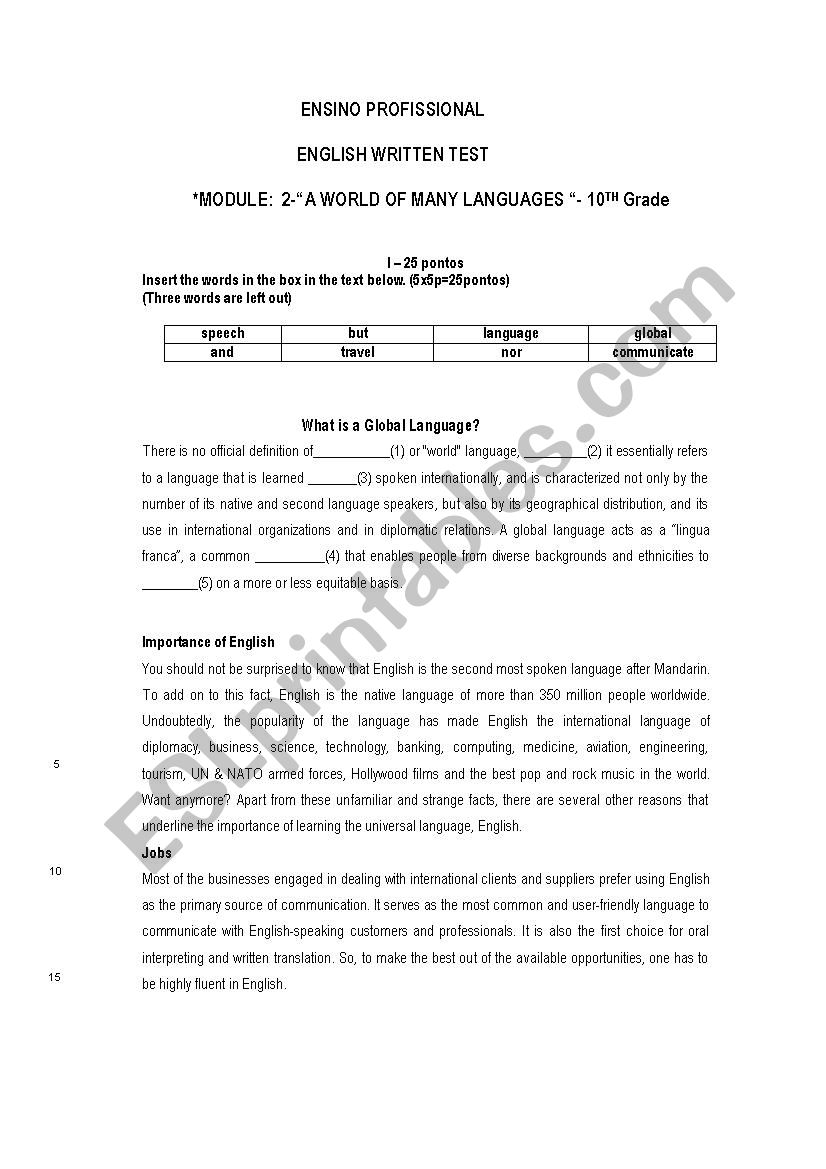 10th grade-English Written Test -module 2-