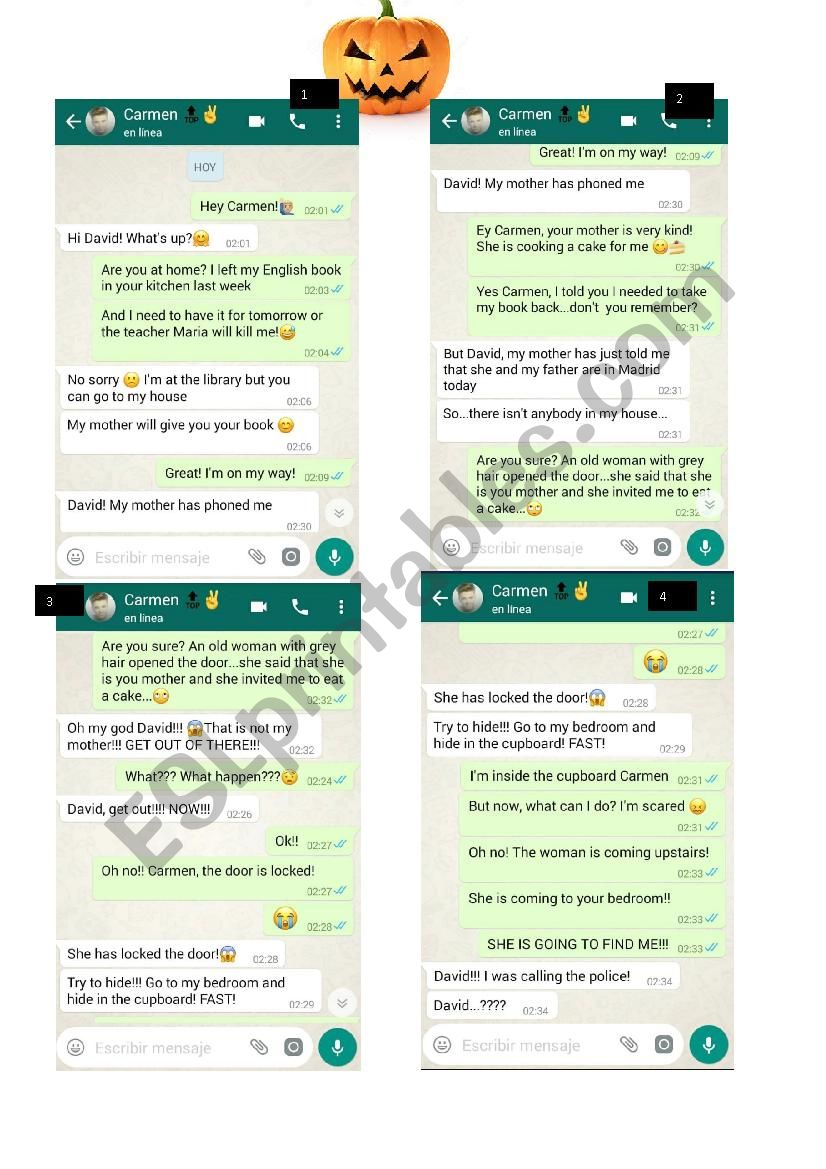 WhatsApp story for Halloween worksheet