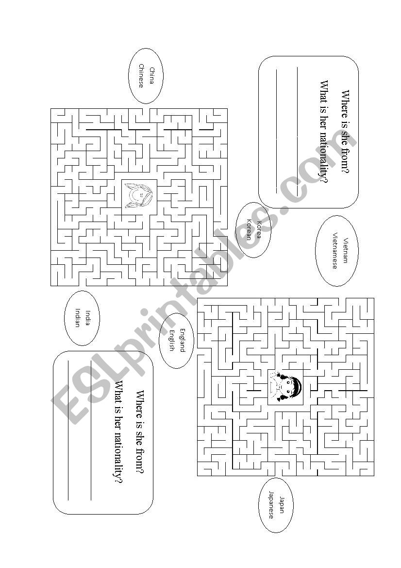 countries and nationalities worksheet