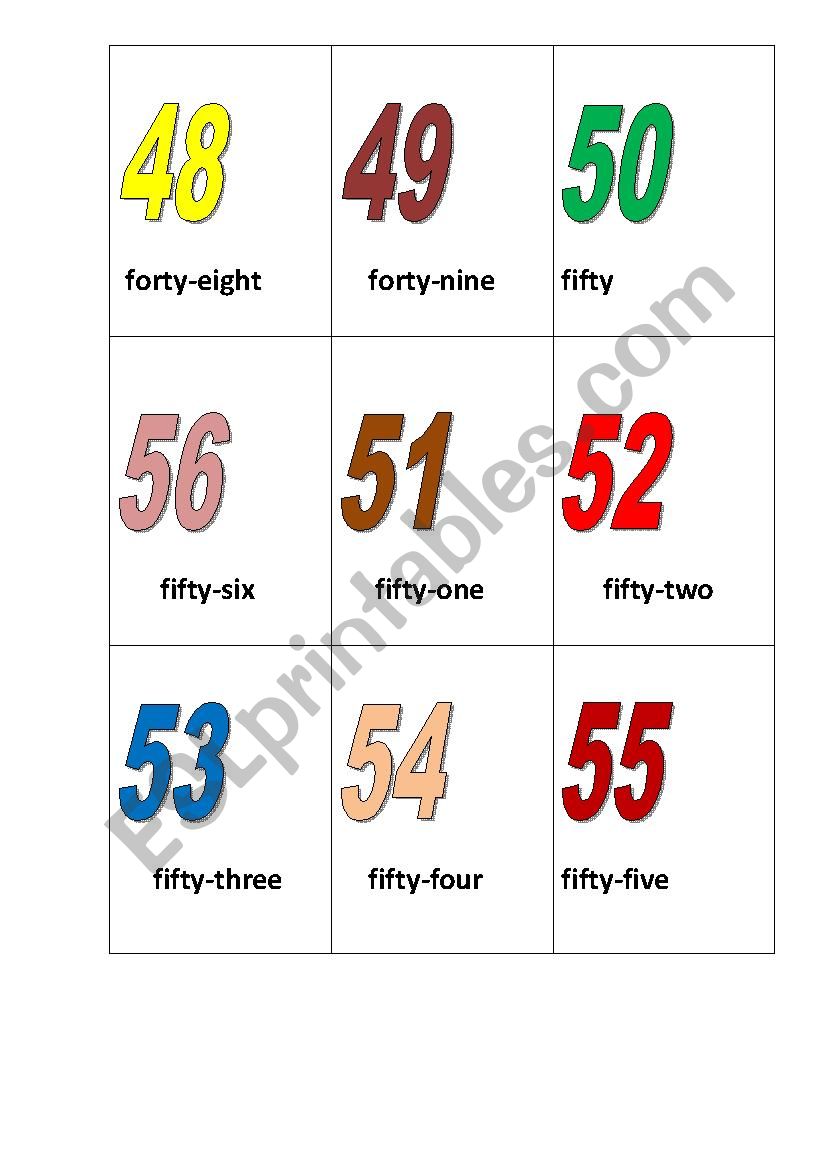 Numbers worksheet