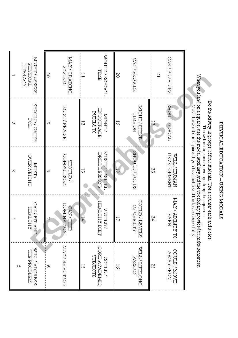 Physical Education - Using modals and specific vocabulary