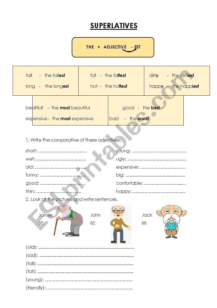 SUPERLATIVES worksheet