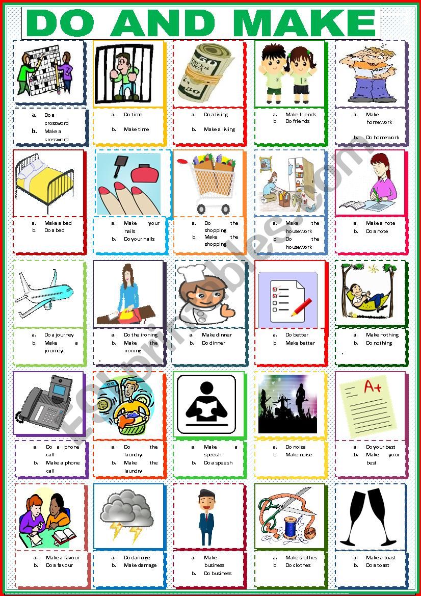 Do and Make collocations worksheet