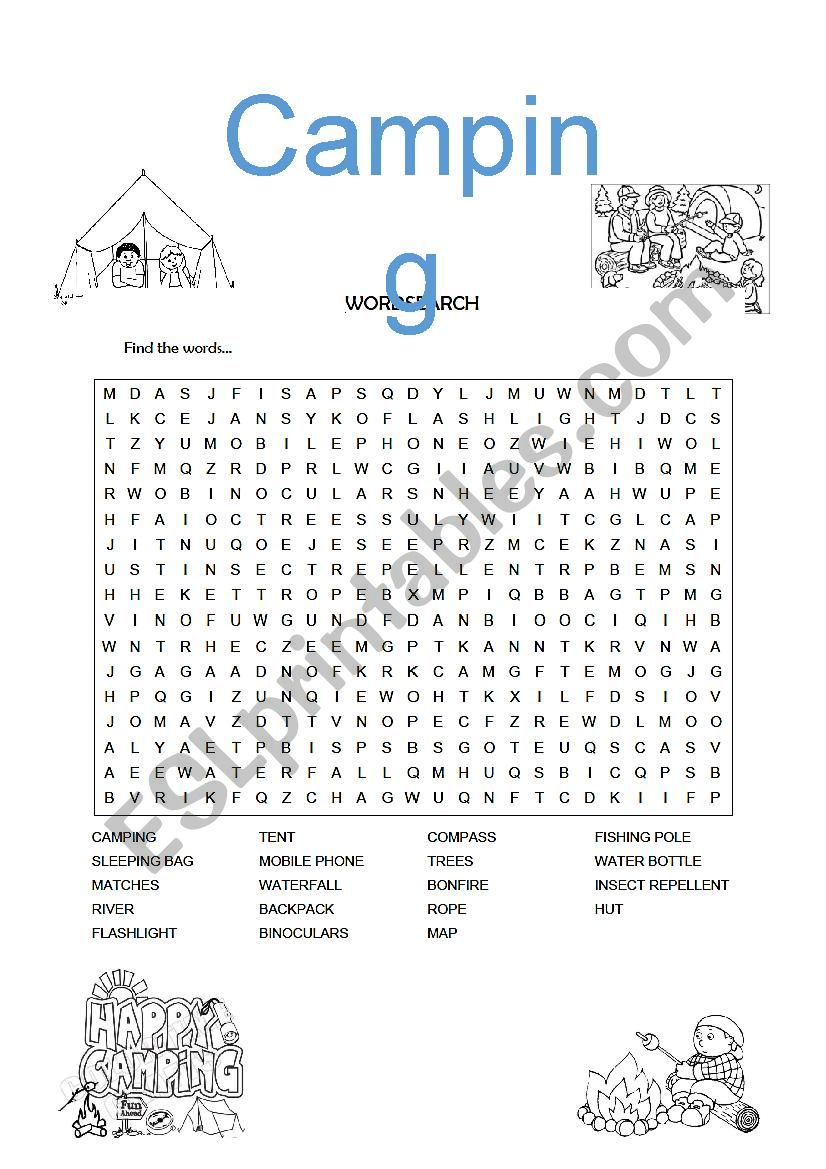 Camping worksheet