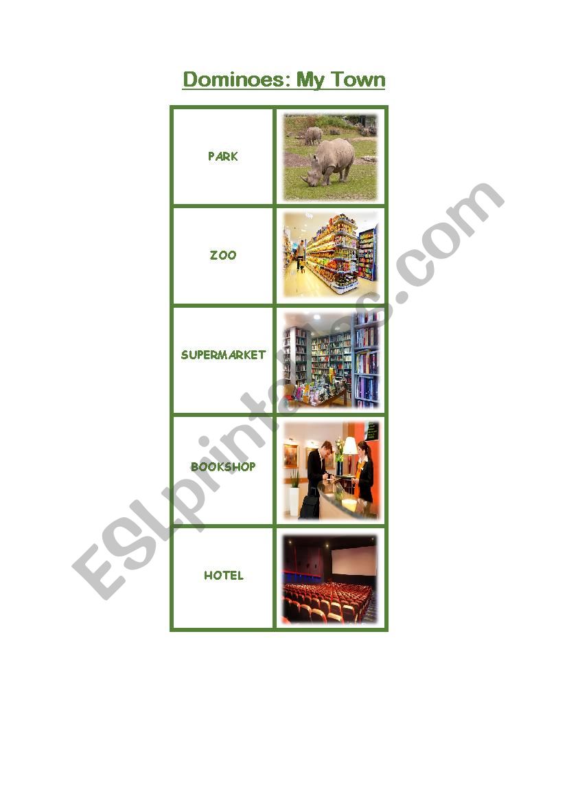 Town - Domino Cards worksheet