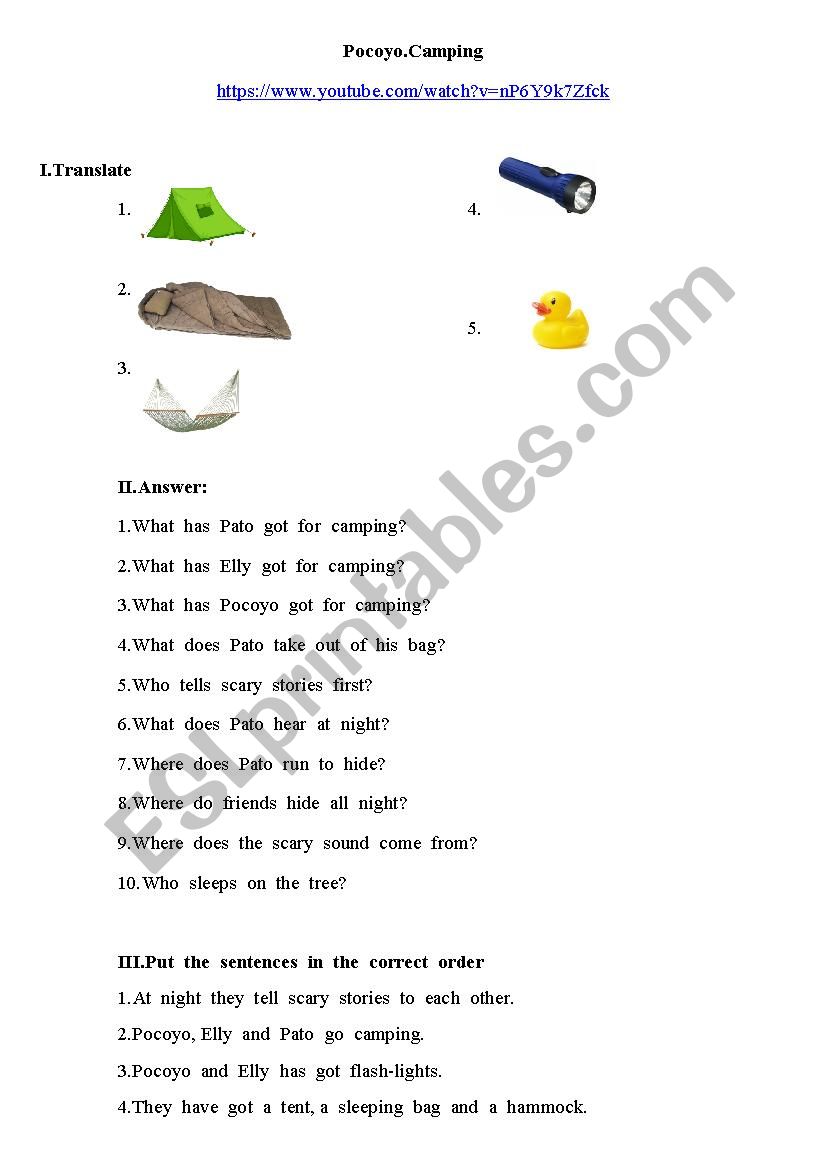 Camping worksheet