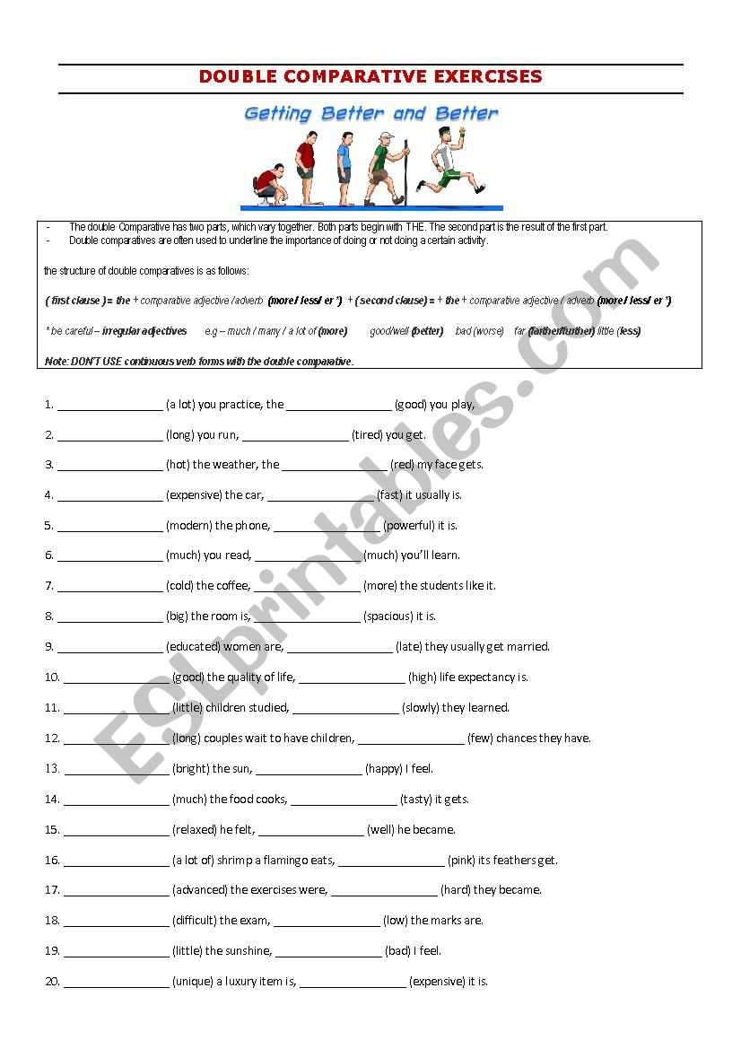 Double comparatives 2 worksheet