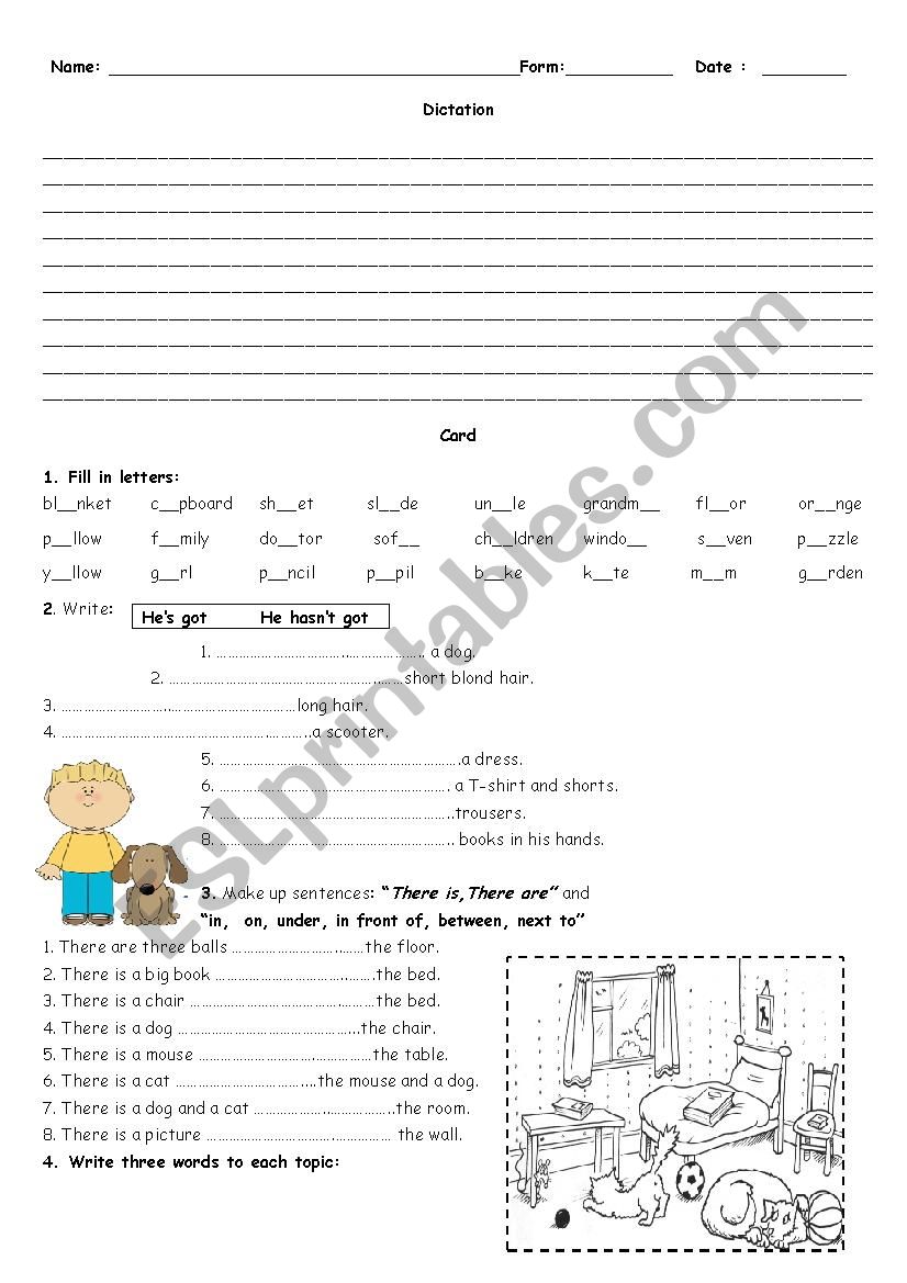 Test for elementary students worksheet