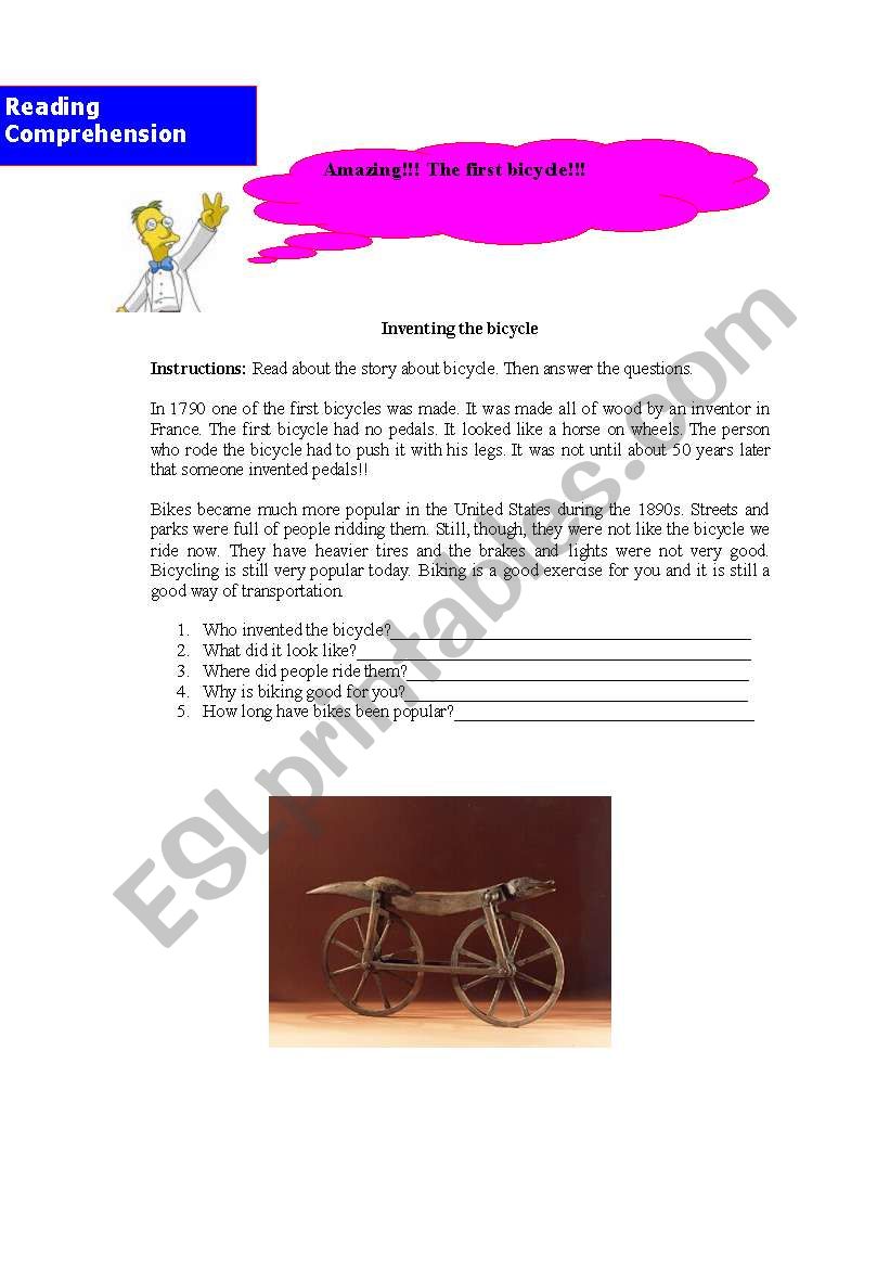 reading comprehension worksheet