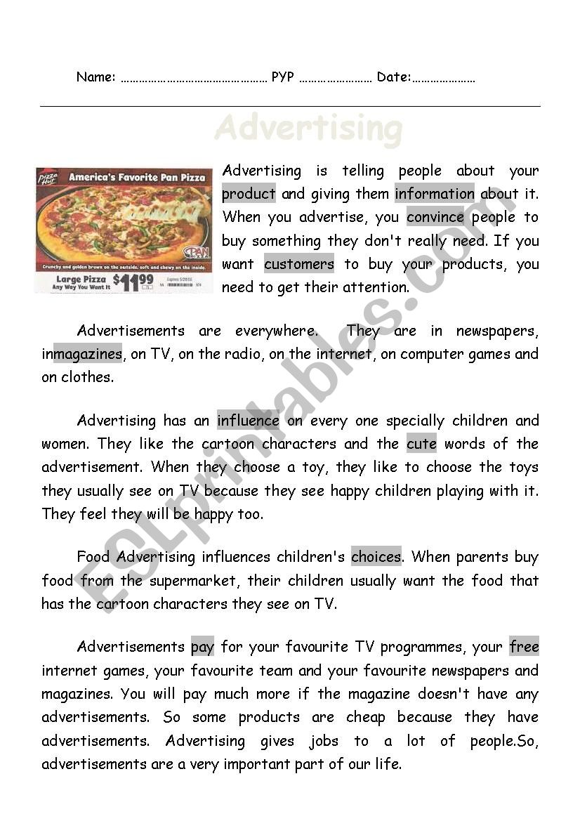 Advertising: A reading Passage
