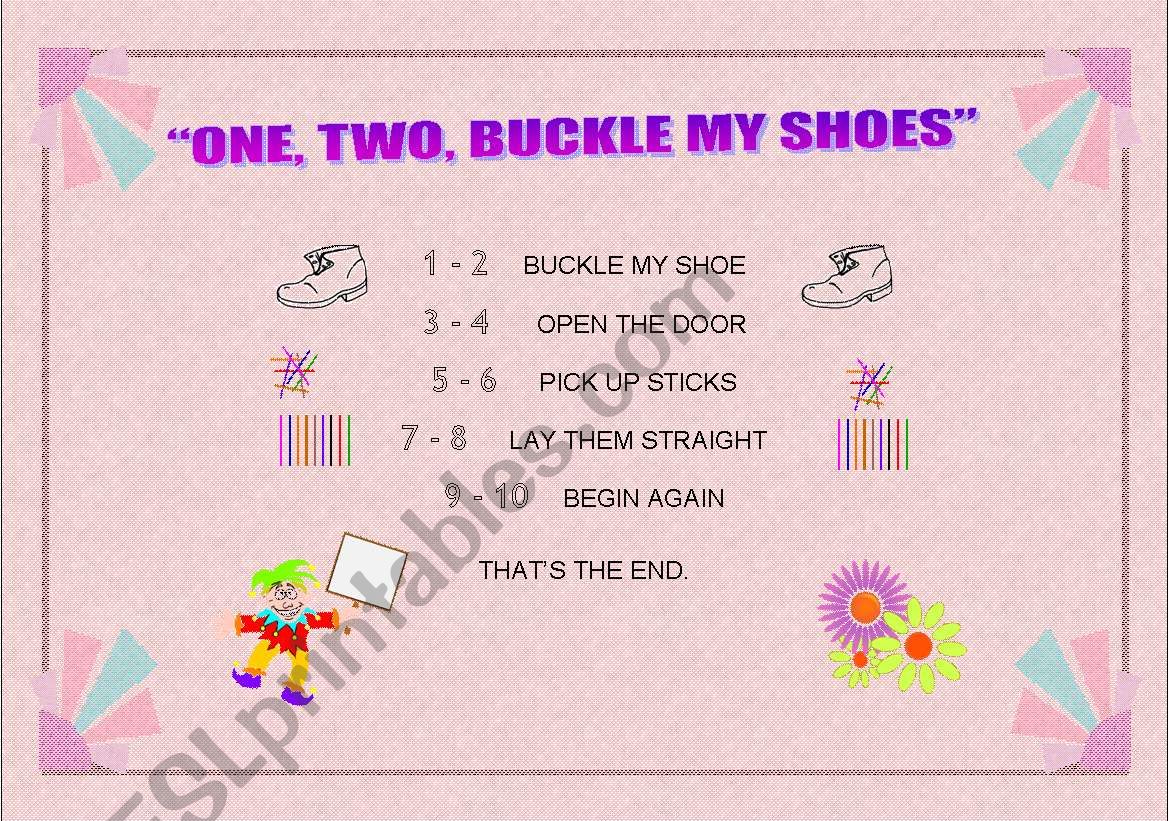 One two buckle my shoes worksheet