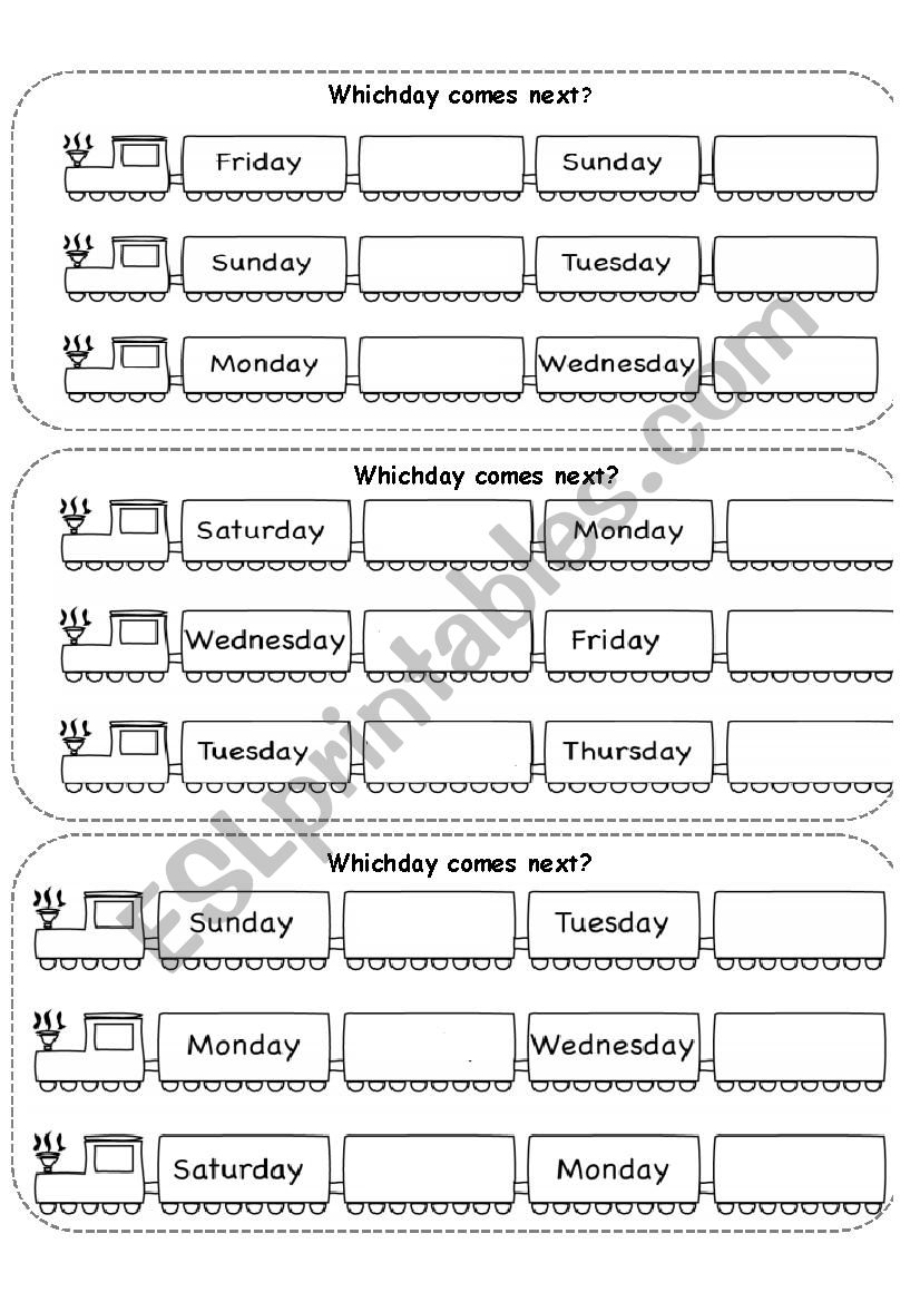 Days of the week worksheet