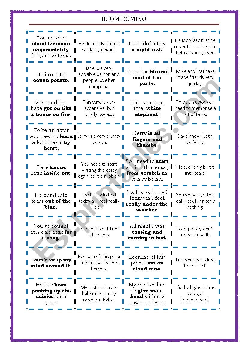 IDIOMATIC EXPRESSIONS DOMINO worksheet