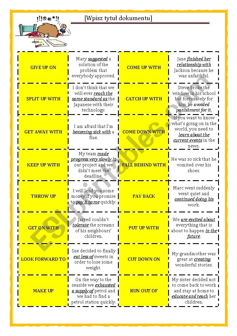 PHRASAL VERBS DOMINO worksheet