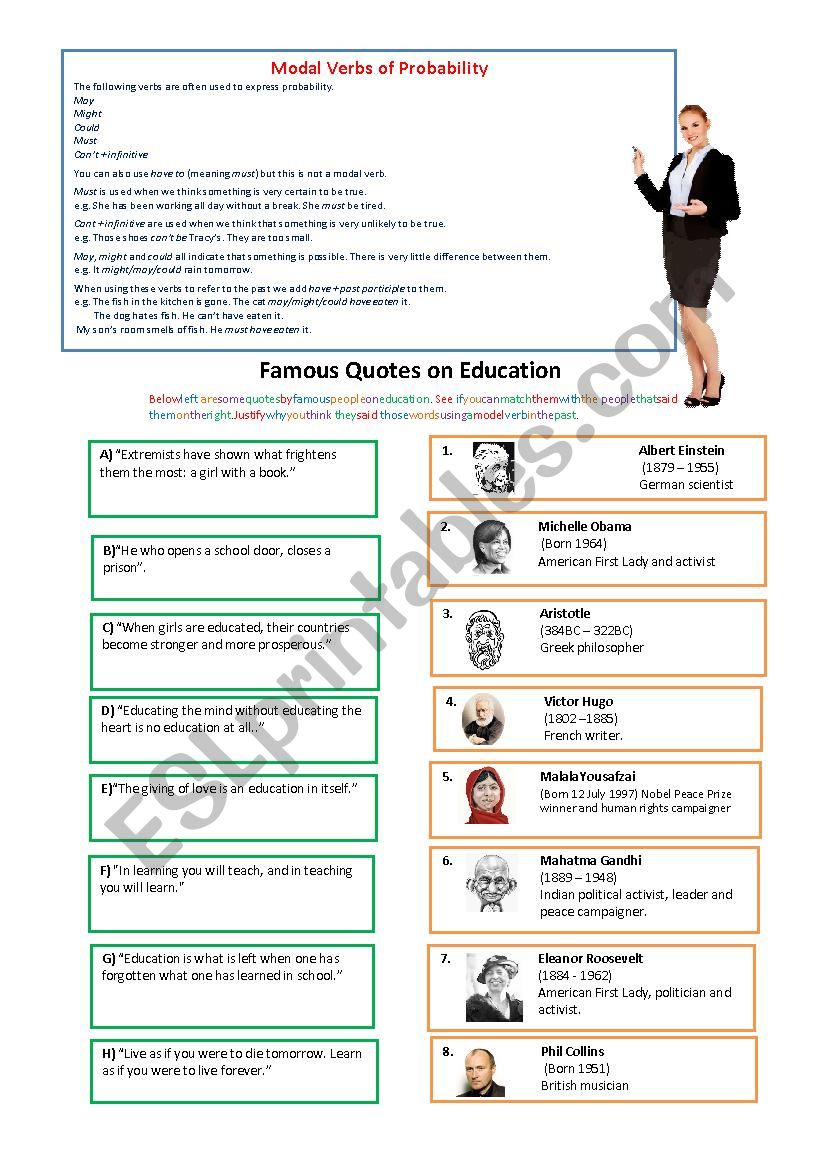 Quotes about Education worksheet