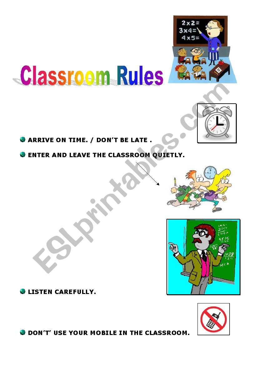 Classroom rules worksheet