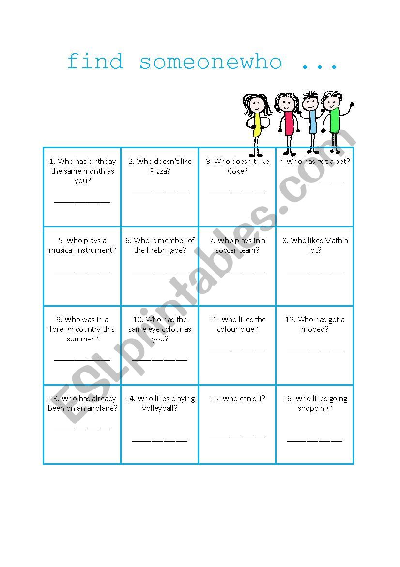 Find someone who ... worksheet