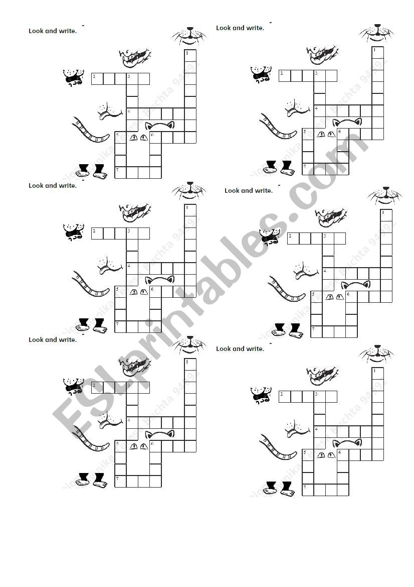 Animals body parts worksheet