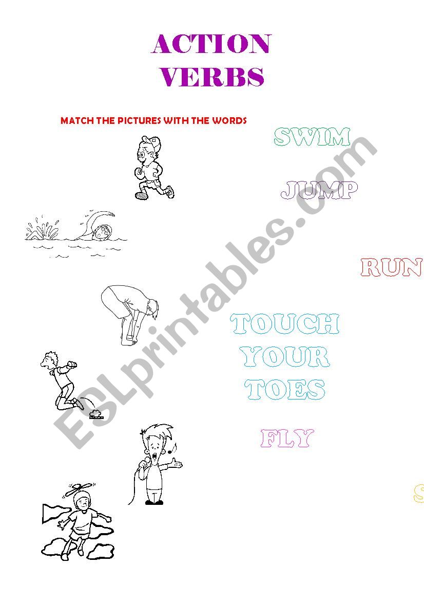 ACTION VERBS - MATCHING worksheet