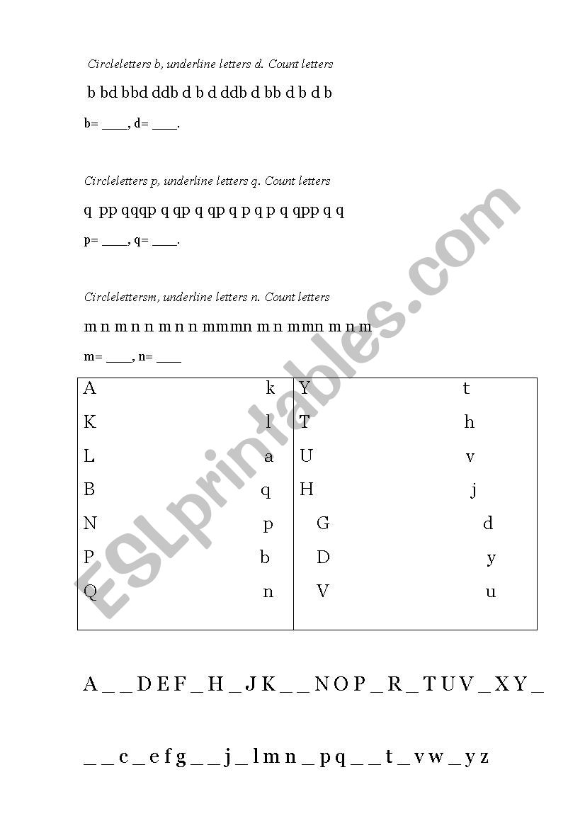 big and small letters worksheet
