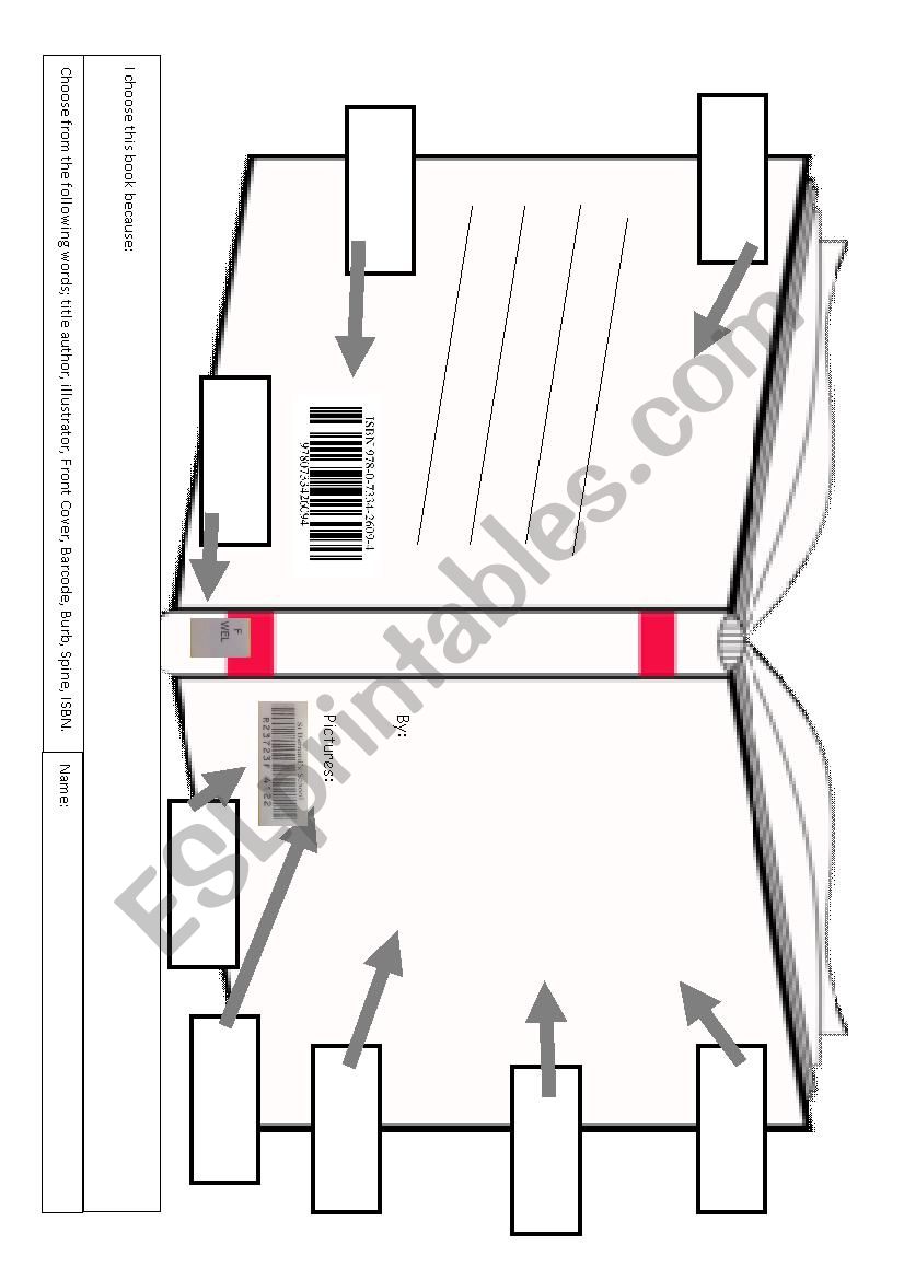 Labelling Parts of a book worksheet