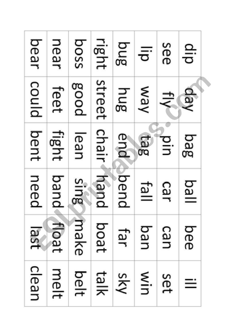 ryhming words worksheet