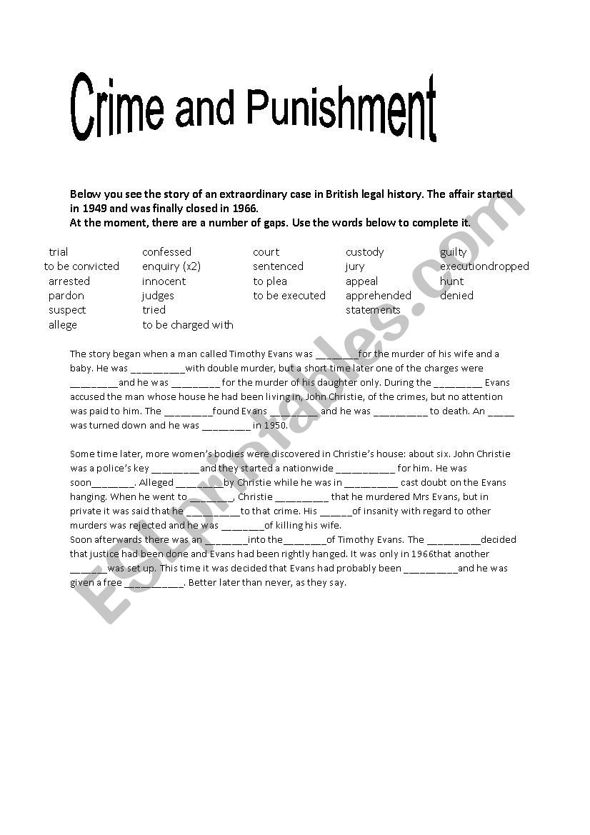 Crime vocabulary worksheet