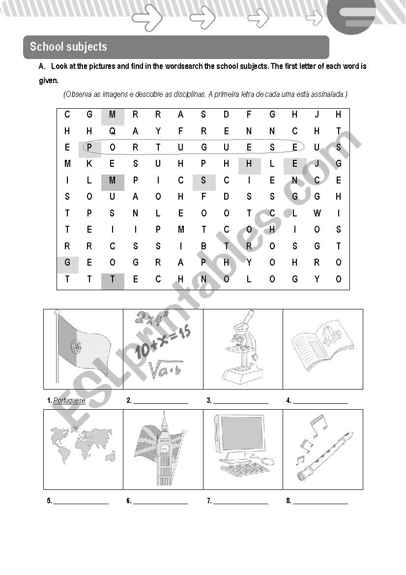 School Subjects  worksheet