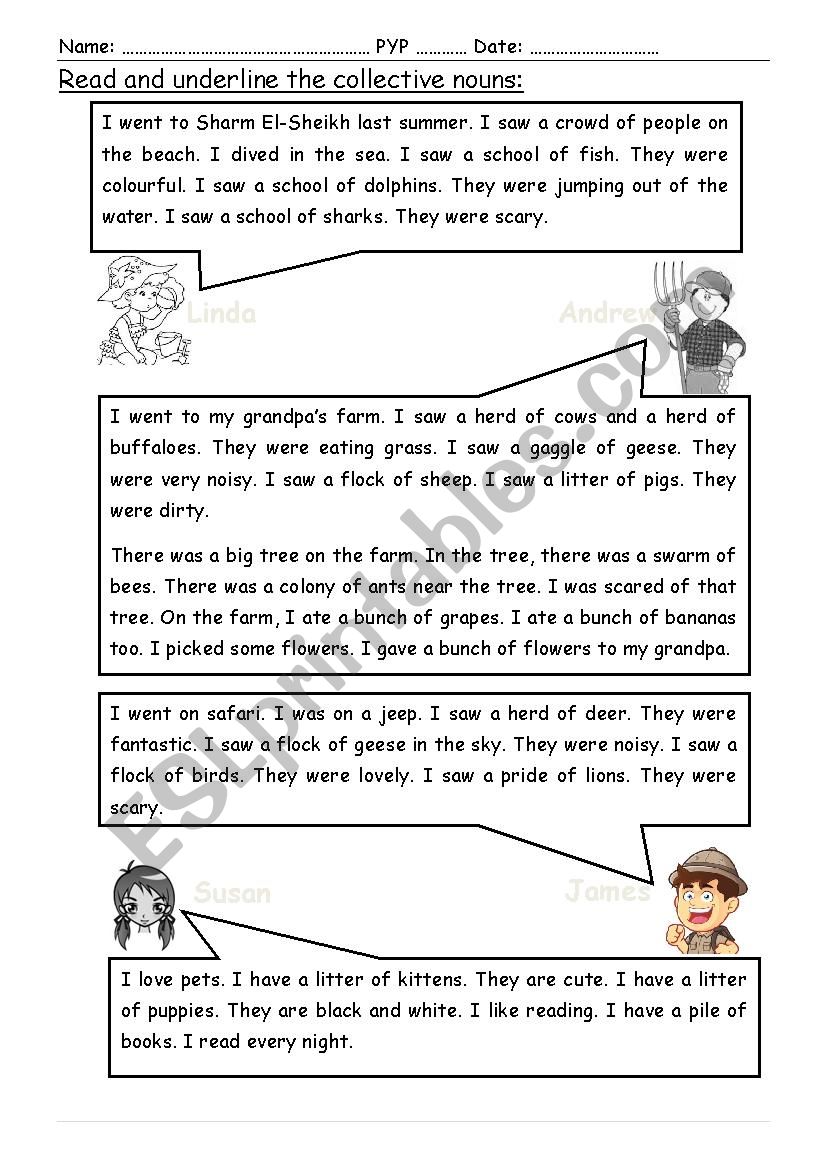 Collective nouns 2 worksheet