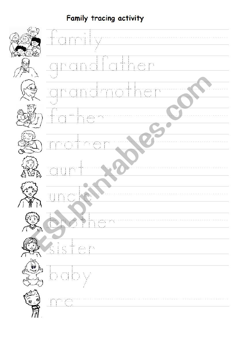 Family tracing activity worksheet