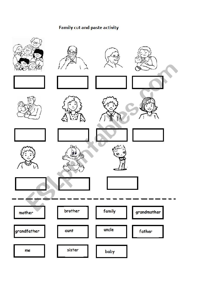 Family cut and paste activity worksheet