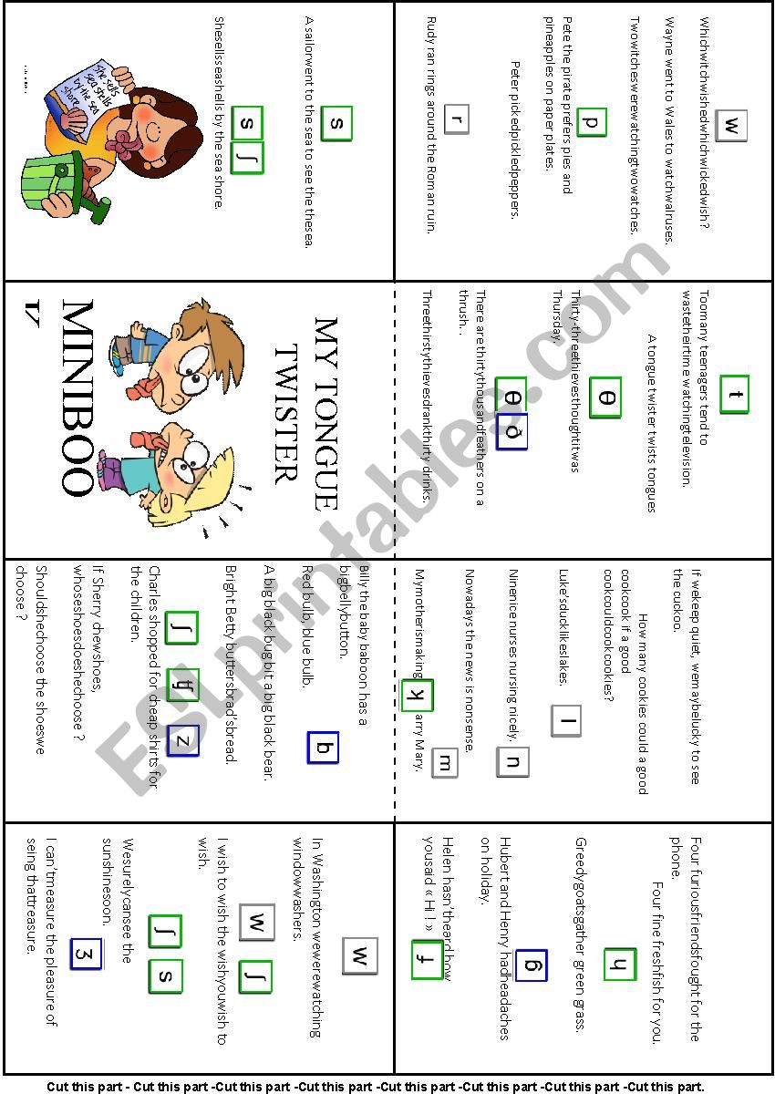 Tongue twitter minibook worksheet