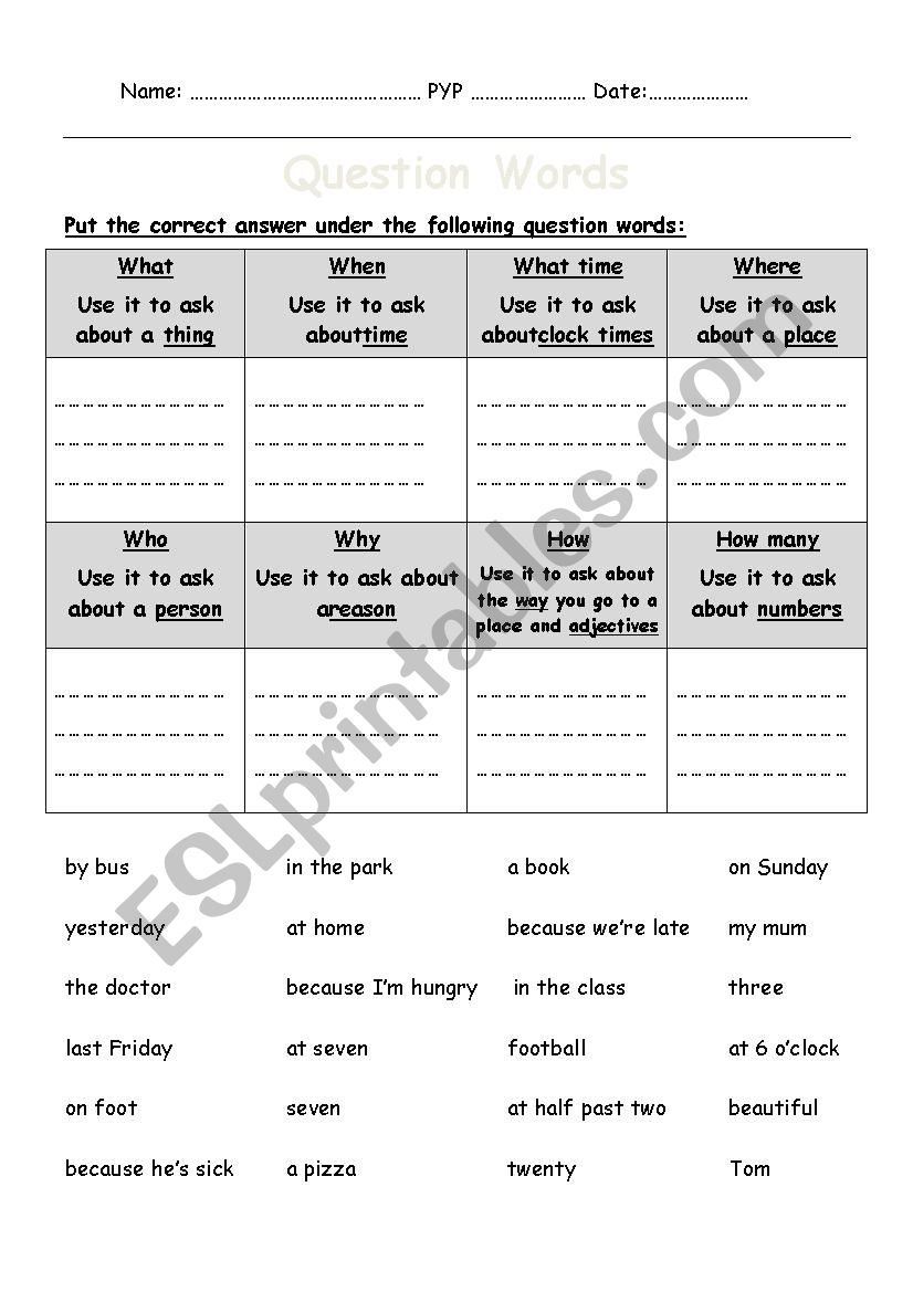 Teach Ss to make Wh-Questions step by step 1