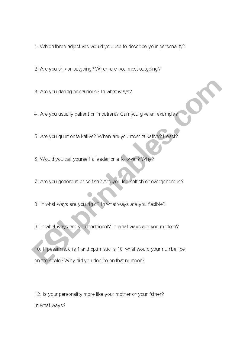 personality conversation questions
