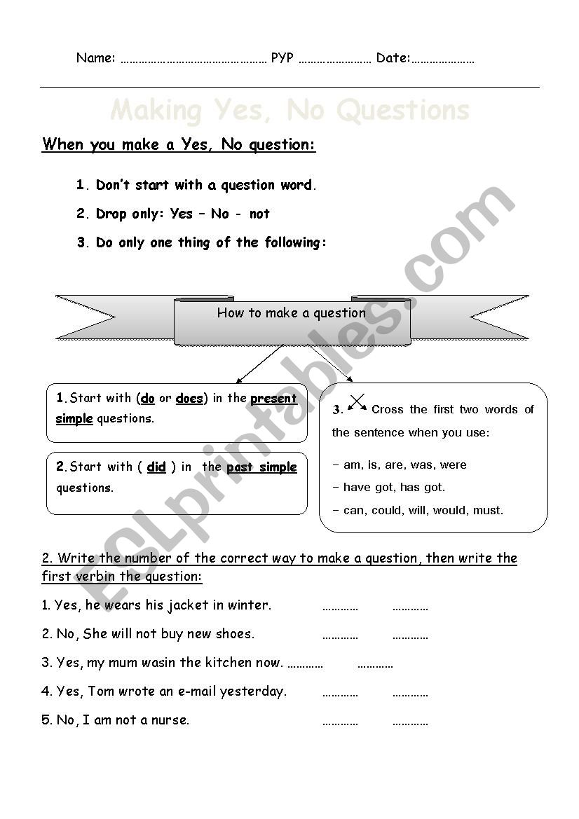 Teach Ss to make Yes, No Questions step by step 3