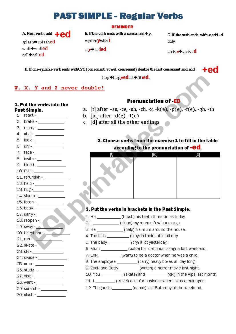 Past Simple Activities (regular verbs)