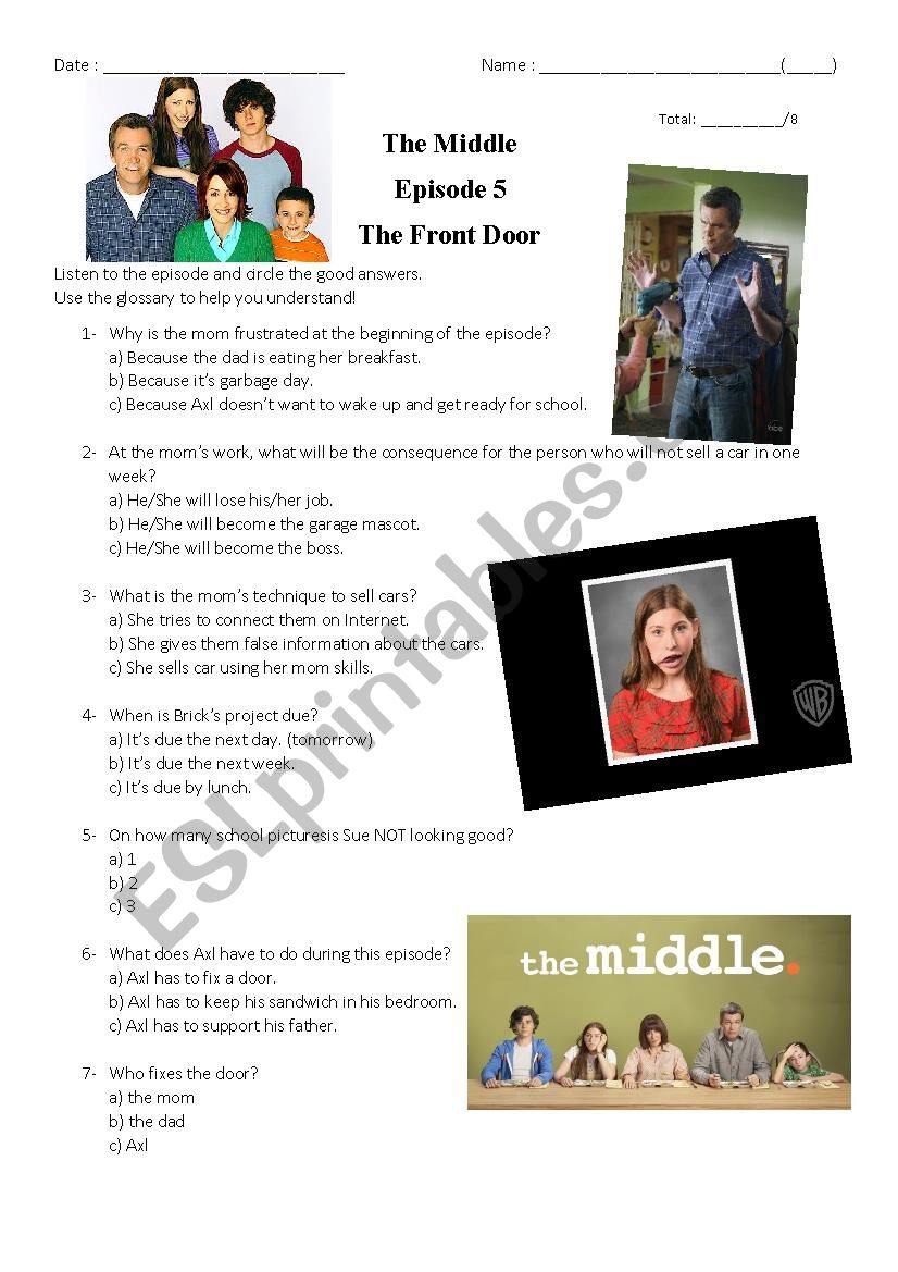 The Middle - The front door worksheet