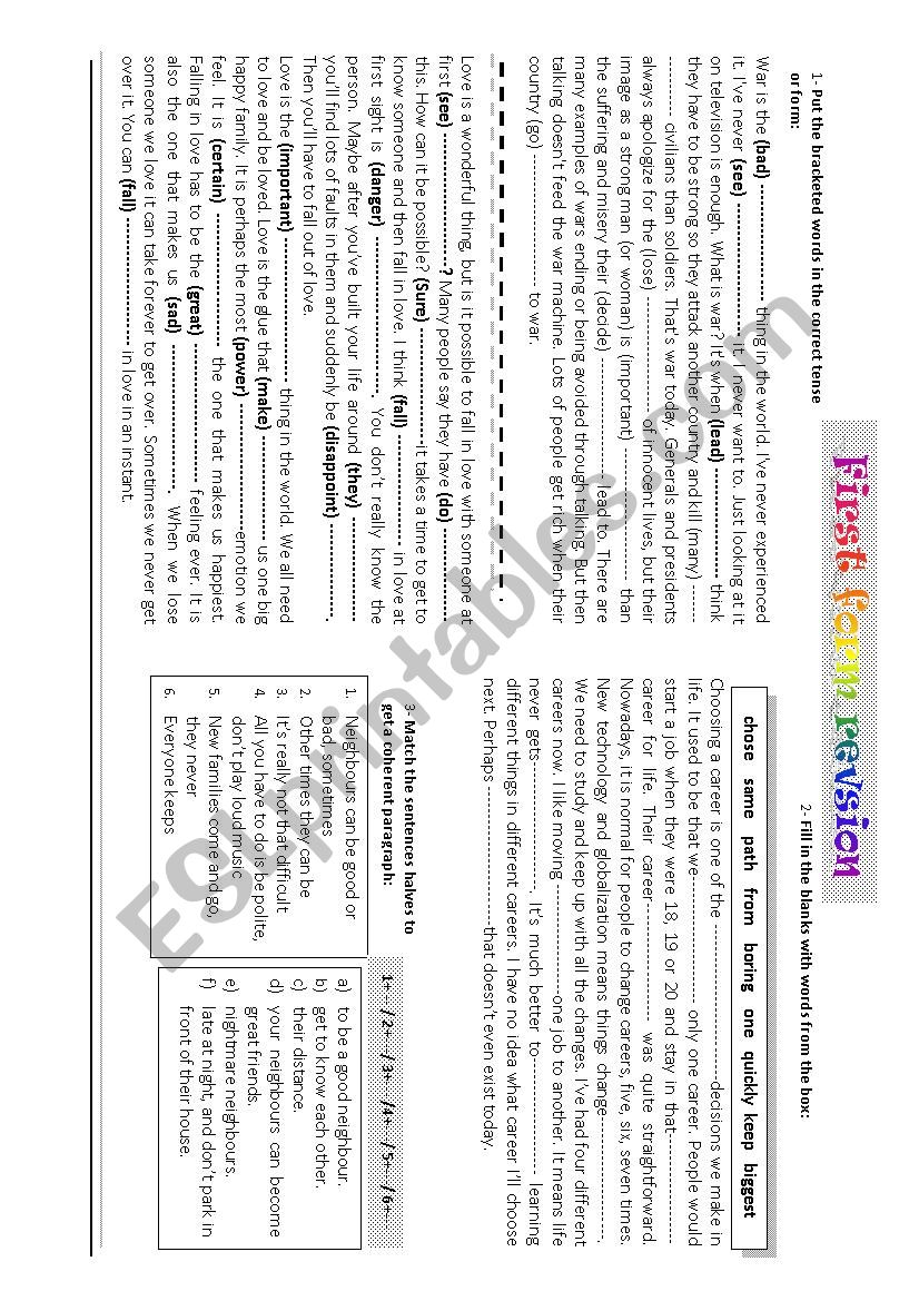 language activities 1st form worksheet